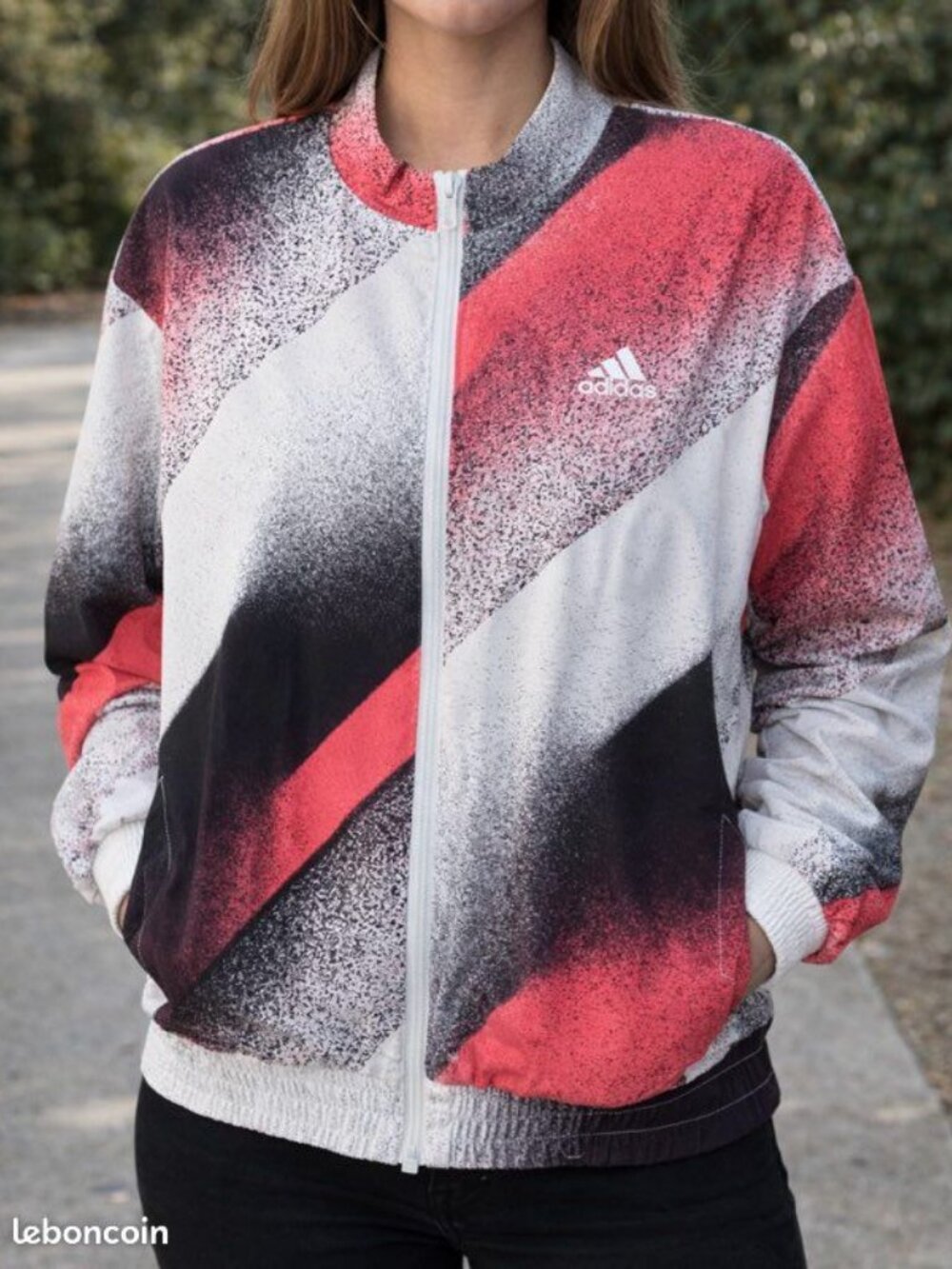 Adidas Women's Spray Paint Abstract AOP Track Jacket M Athletic Streetwear Y2K